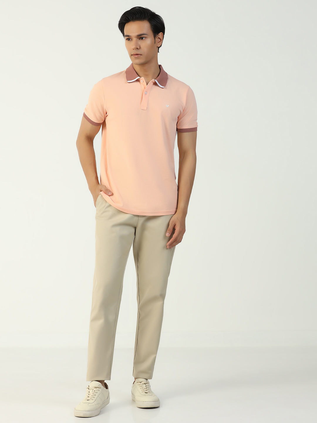 Peach Solid Polo - Contraste