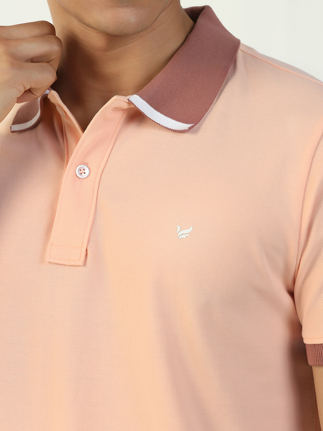 Peach Solid Polo - Contraste
