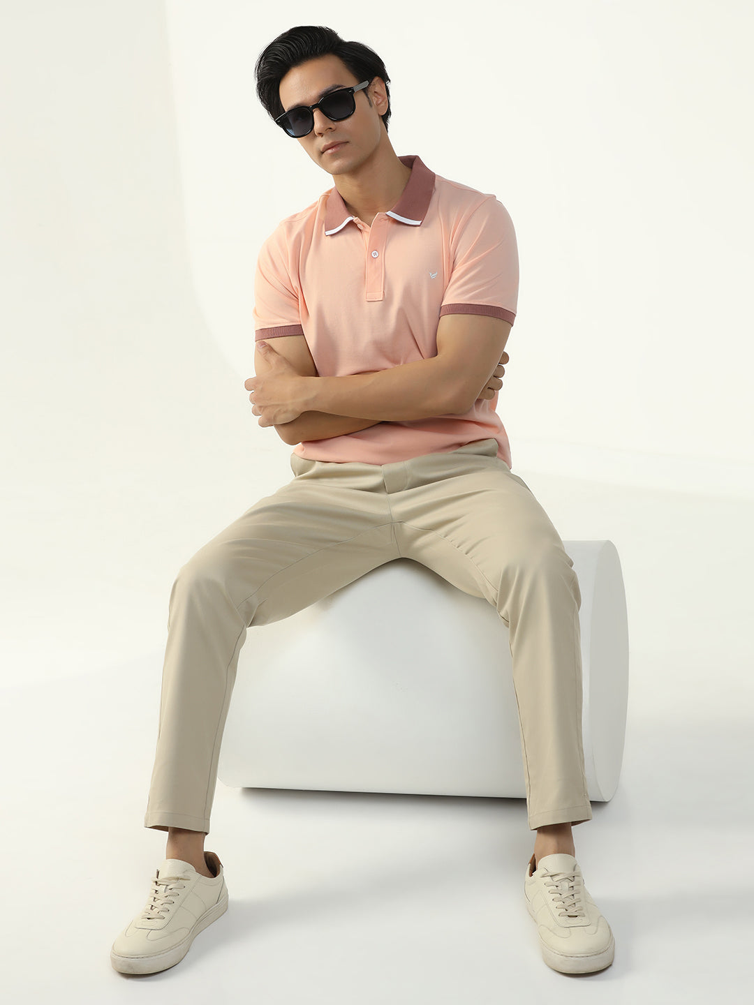 Peach Solid Polo - Contraste