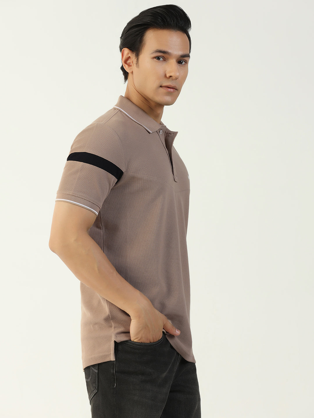 Beige Jacquard Polo - Dapper