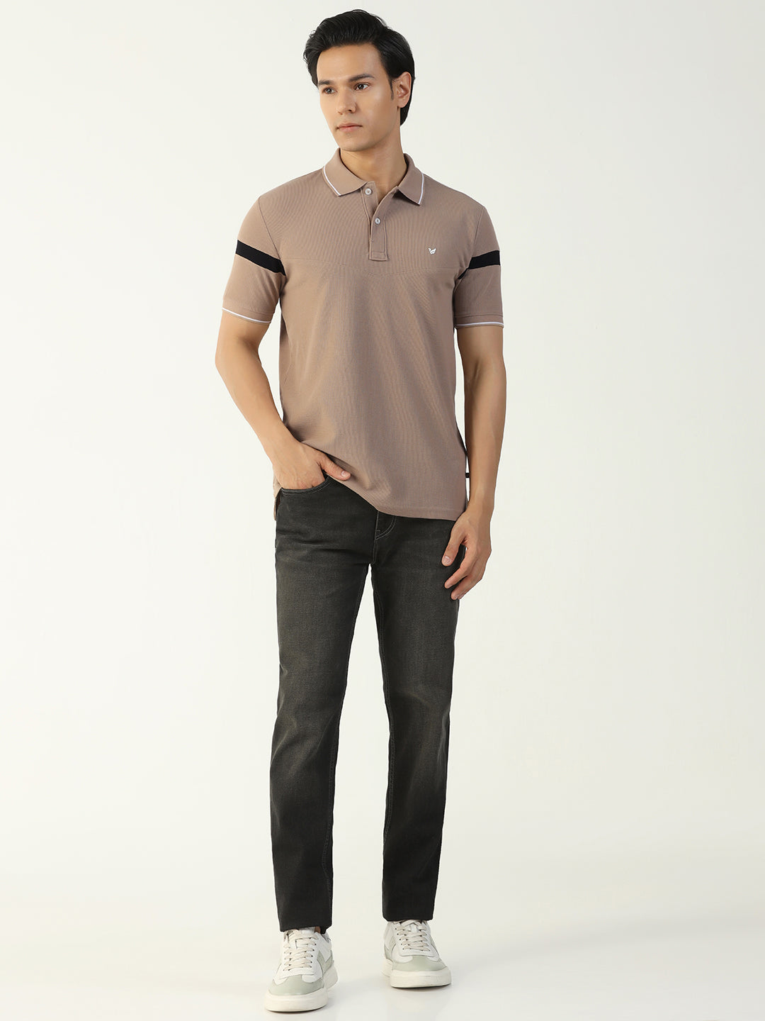 Beige Jacquard Polo - Dapper
