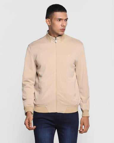 Reversible Beige Solid Zipper Jacket - Hans