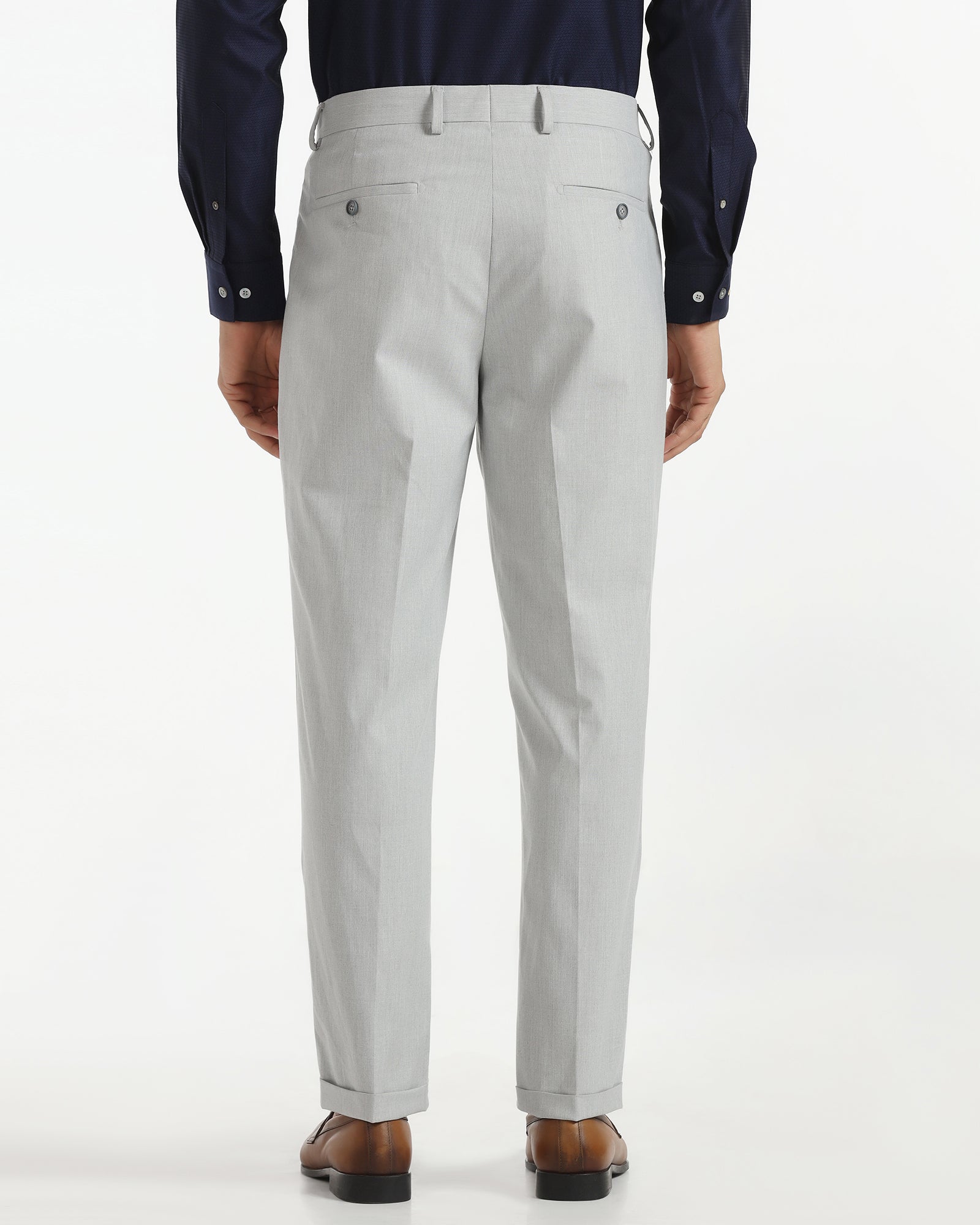 Ease Fit Formal Light Grey Solid Trouser - Malone