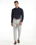 Ease Fit Formal Light Grey Solid Trouser - Malone
