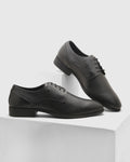 Leather Black Textured Derby Shoes - New Kerry