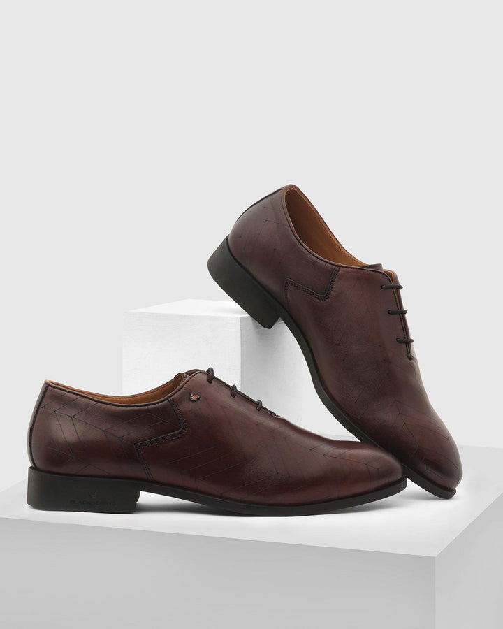 Leather Formal Tan Solid Oxford Shoes - Prob