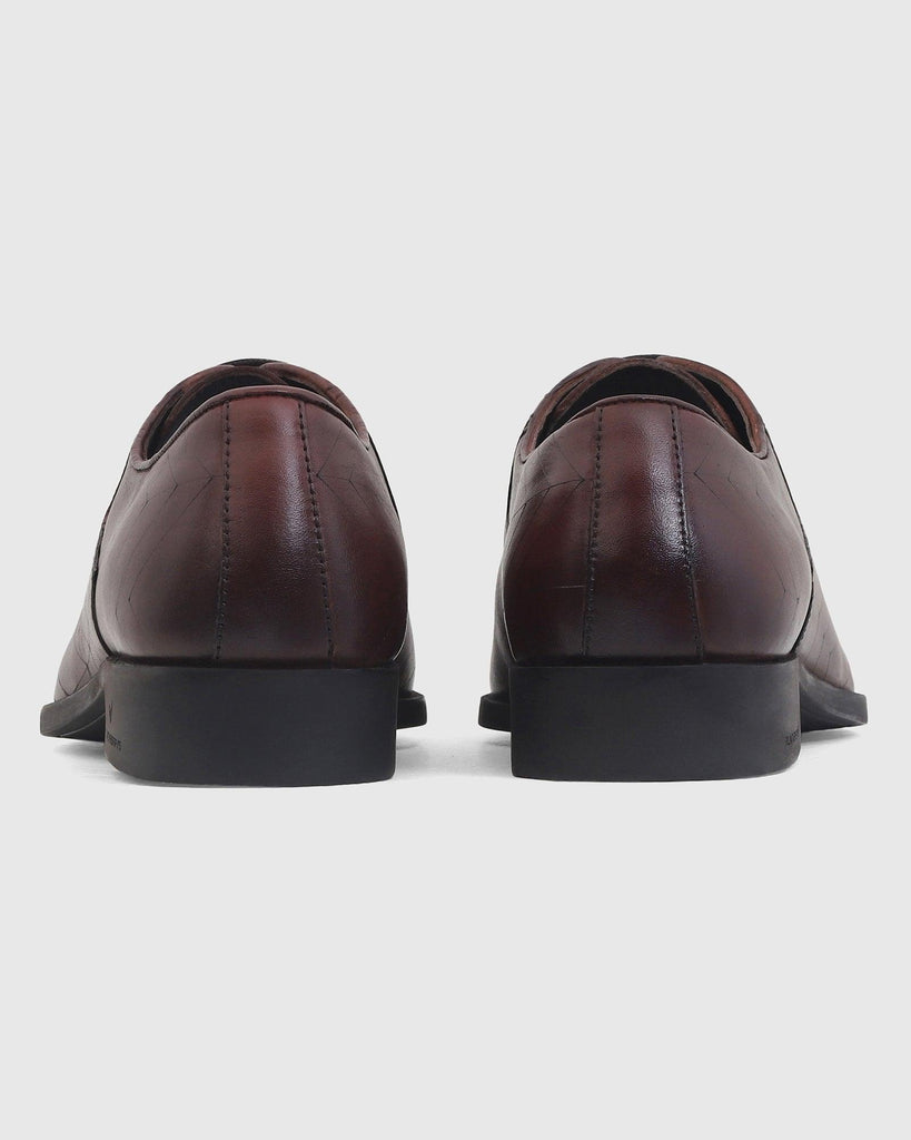 Leather Formal Burgandy Solid Oxford Shoes - Prob