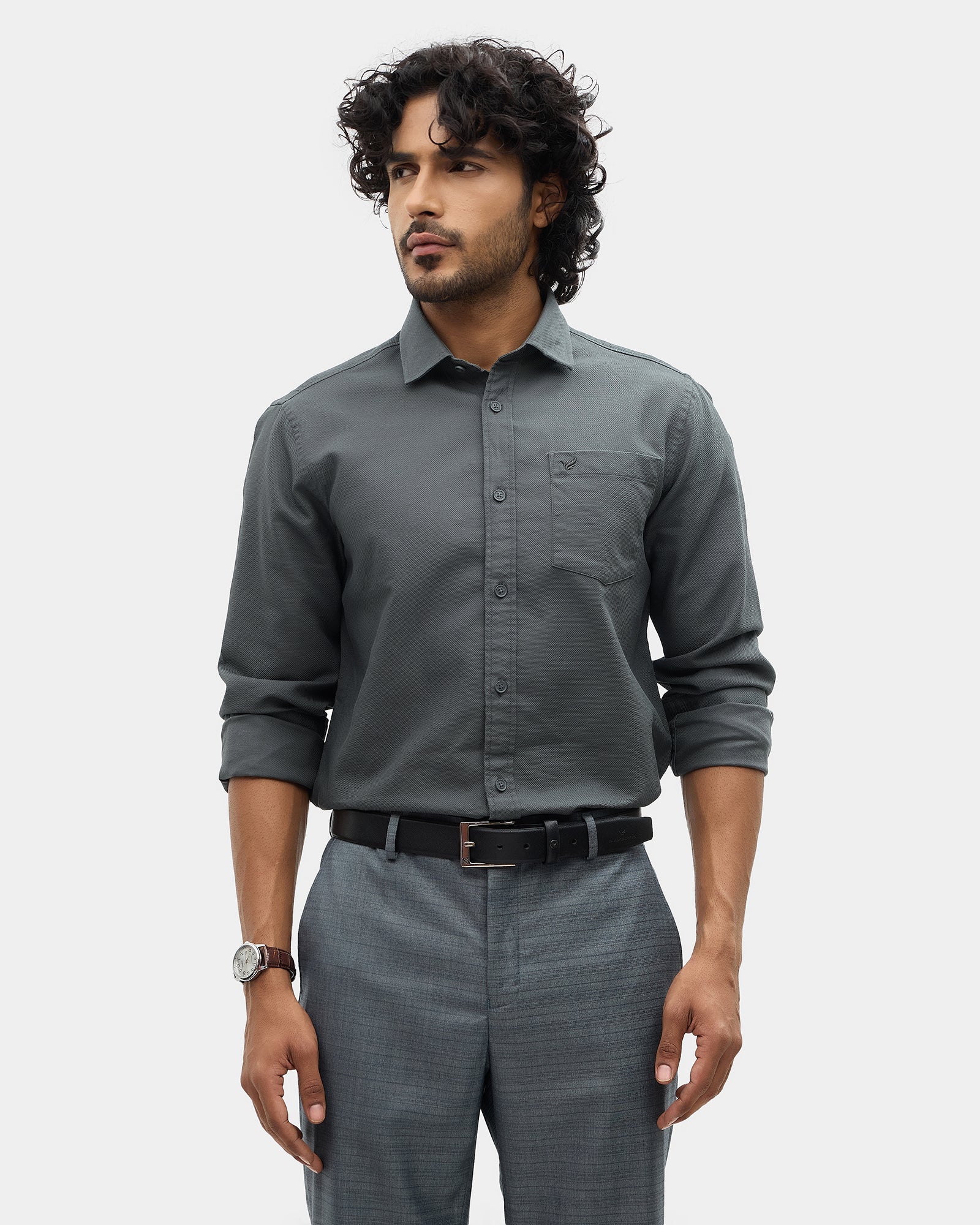 Forest Green Textured Shirt - Caty