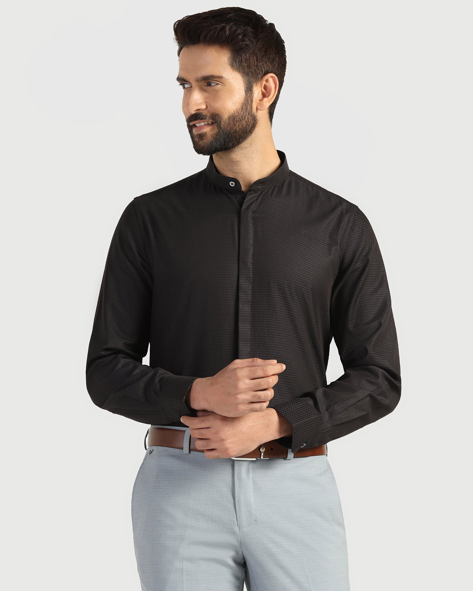 Formal Black Textured Shirt - Rome