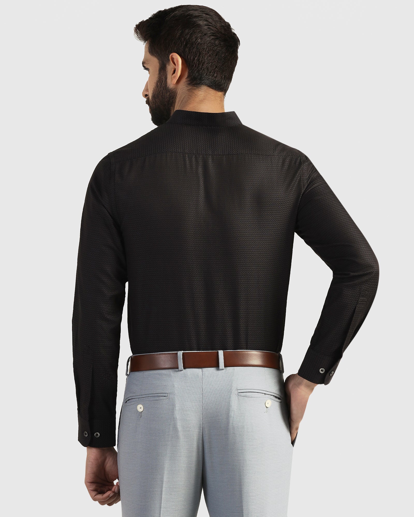 Formal Black Textured Shirt - Rome