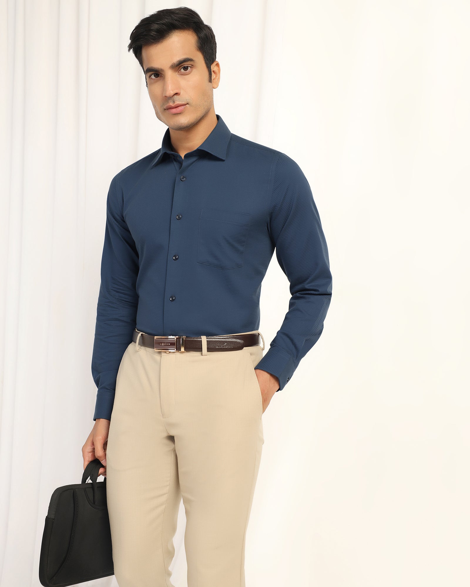 Formal Blue Stripe Shirt - Merlot