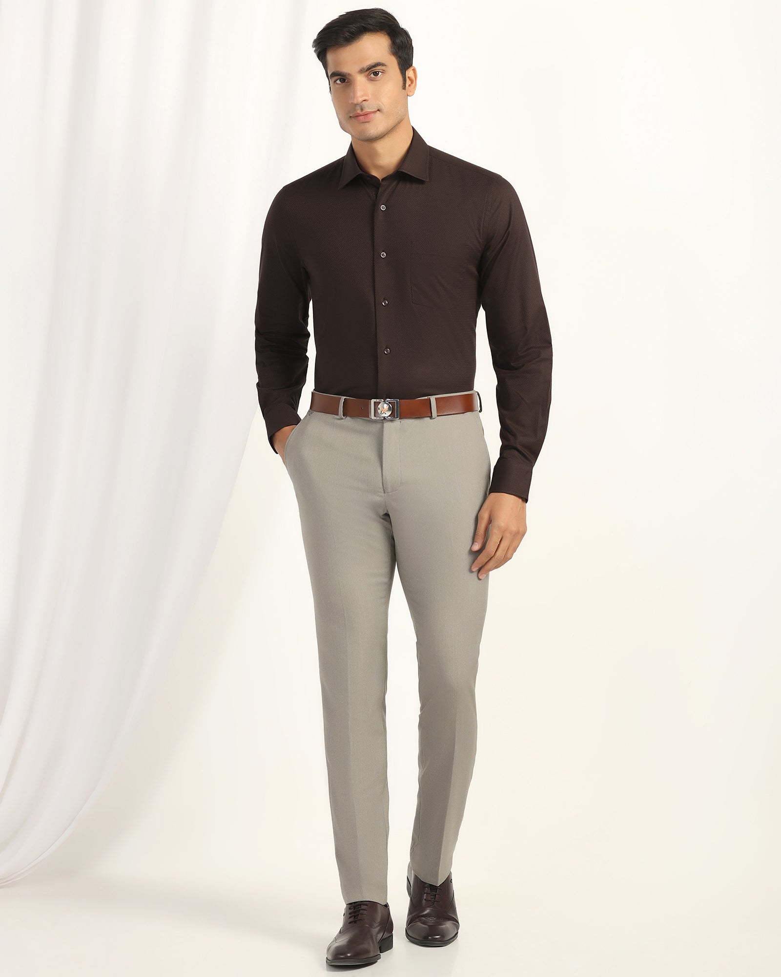 Formal Brown Textured Shirt - Dario