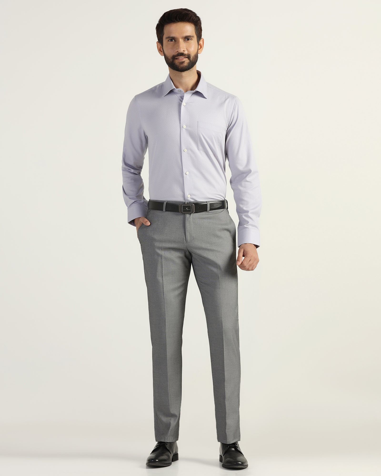 Formal Lavender Textured Shirt - Brick