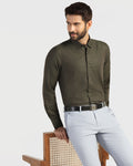 Formal Olive Textured Shirt - Amaze