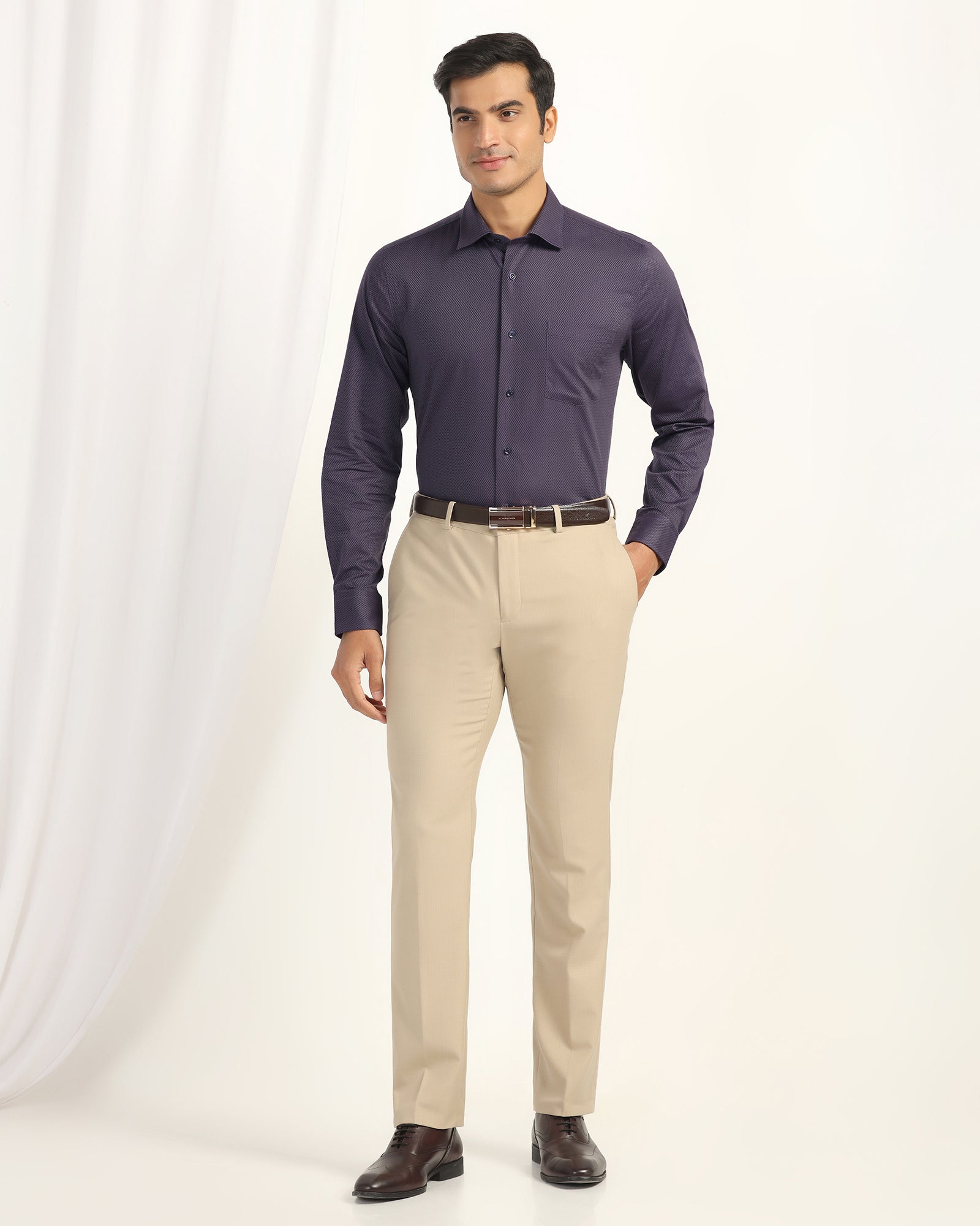 Formal Plum Textured Shirt - Dario