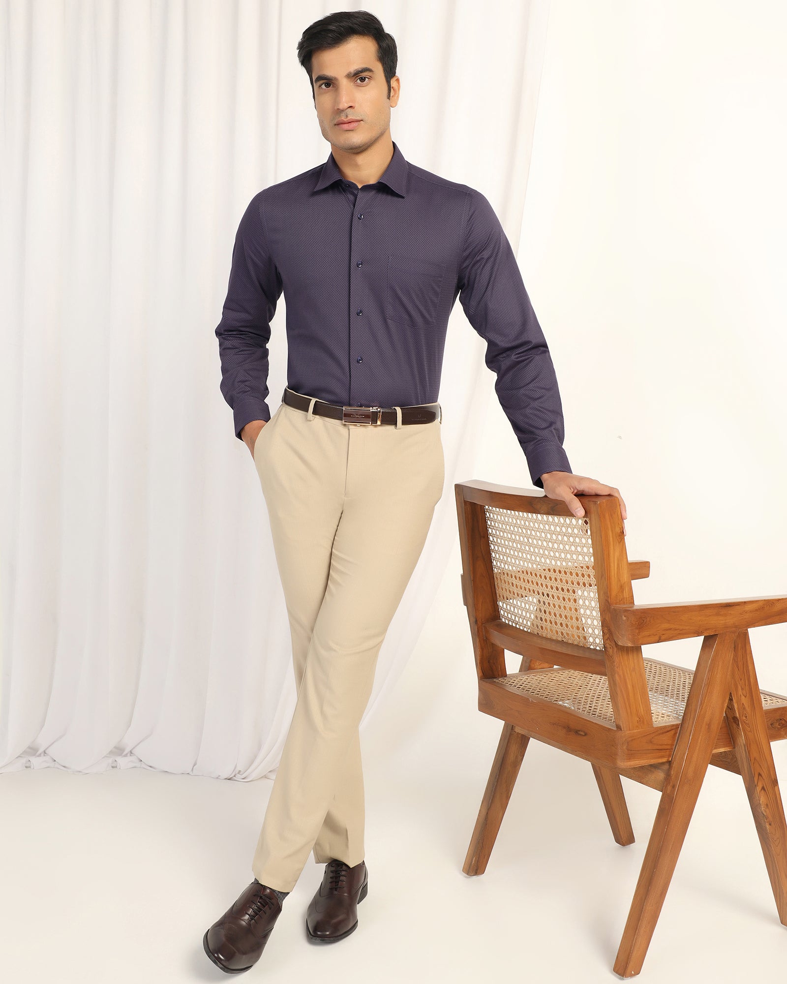 Formal Plum Textured Shirt - Dario