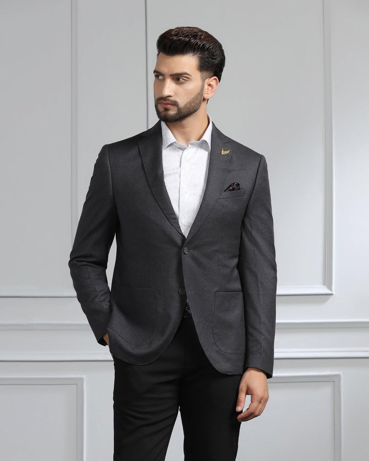 Luxe Formal Grey Solid Blazer - Rafa