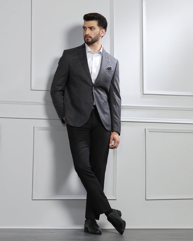 Luxe Formal Grey Solid Blazer - Rafa