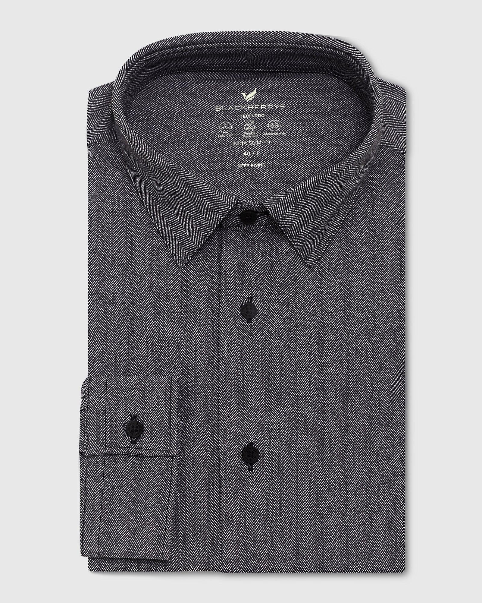 Mens black sales pinstripe dress shirt