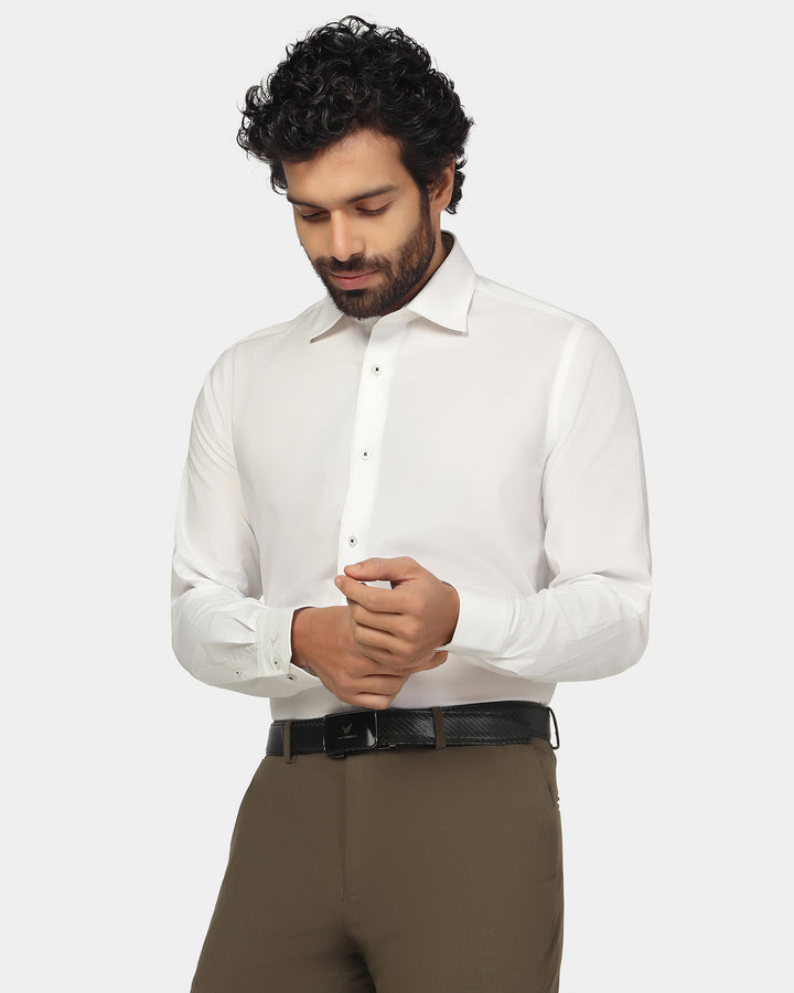 Formal Super White Textured Shirt - Clock