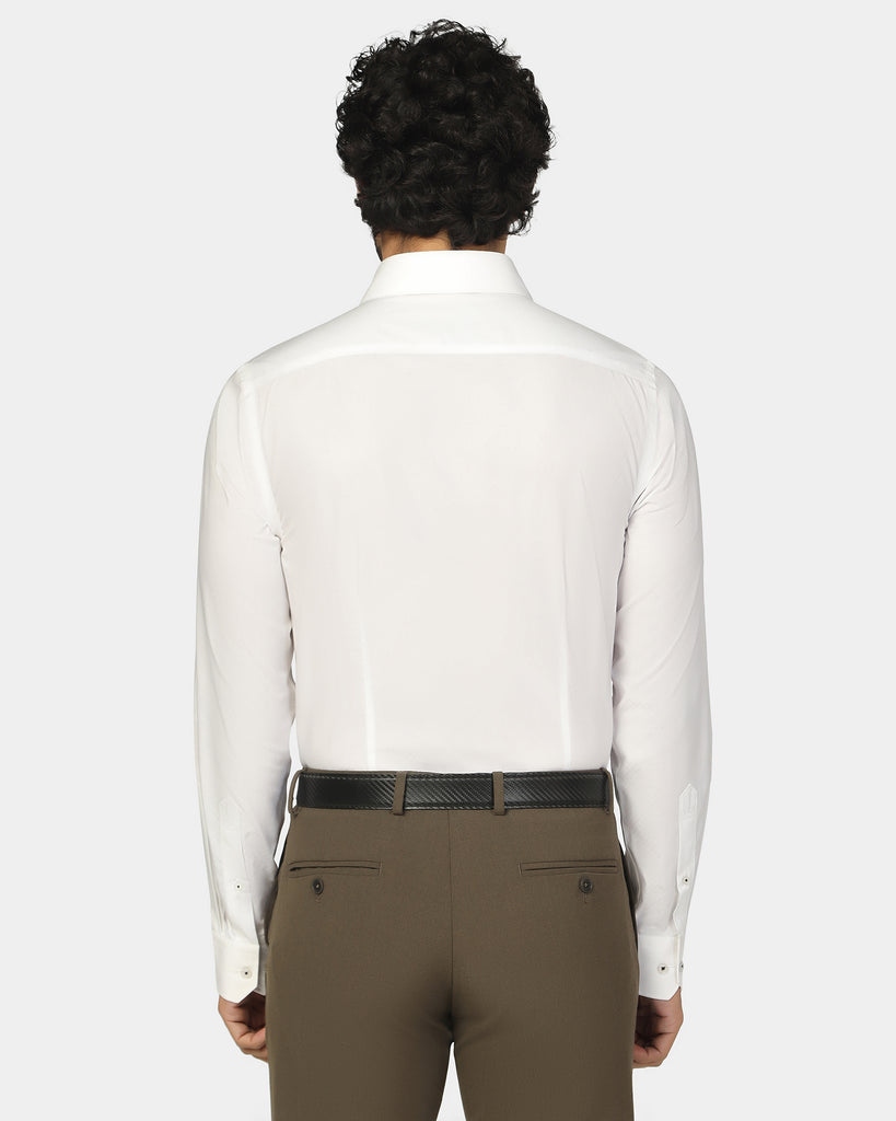 Formal Super White Textured Shirt - Clock