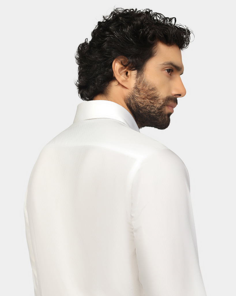 Formal Super White Textured Shirt - Clock