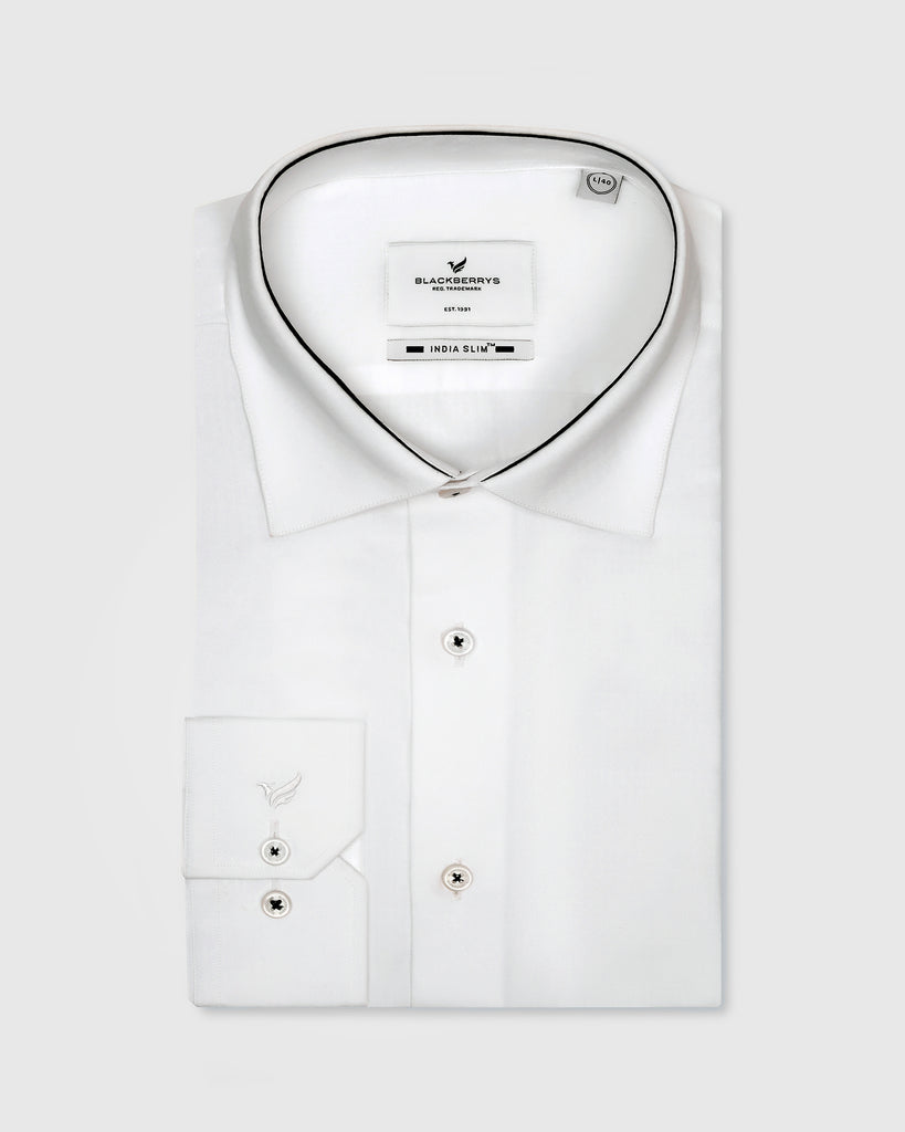 Formal Super White Textured Shirt - Clock