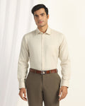 Formal Yellow Textured Shirt - Brick
