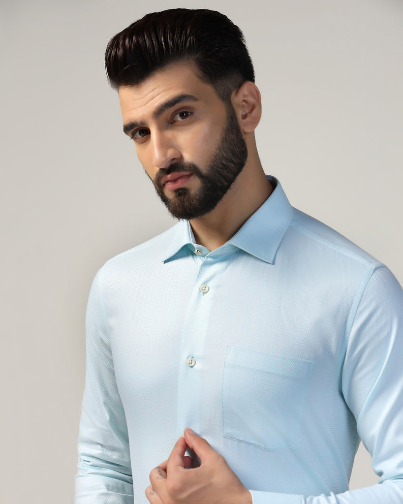 Formal Aqua Textured Shirt - Qued