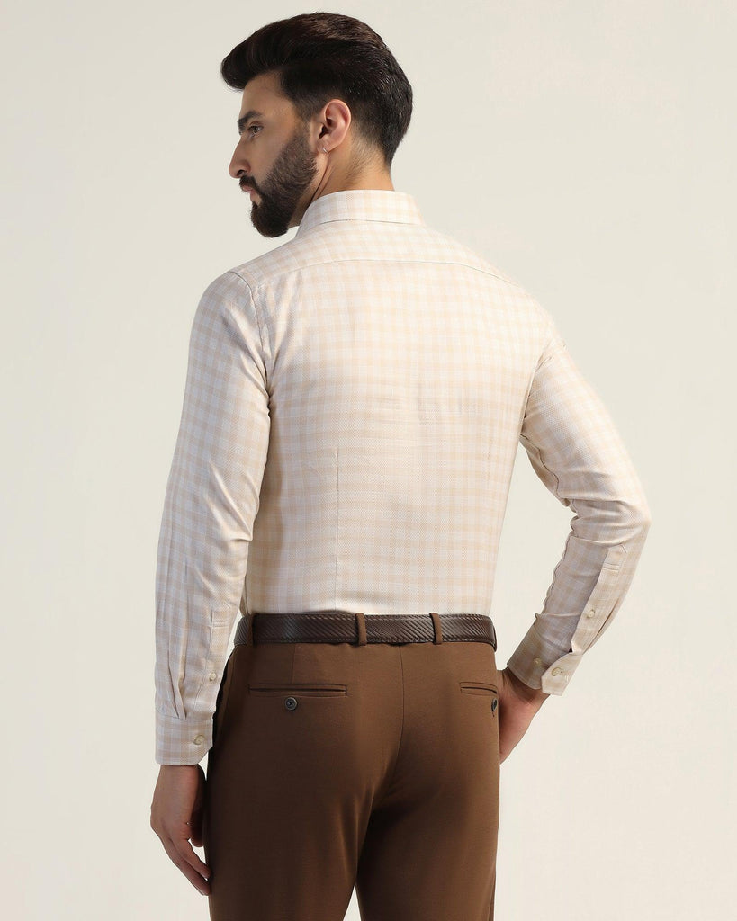 Formal Beige Check Shirt - Bacon