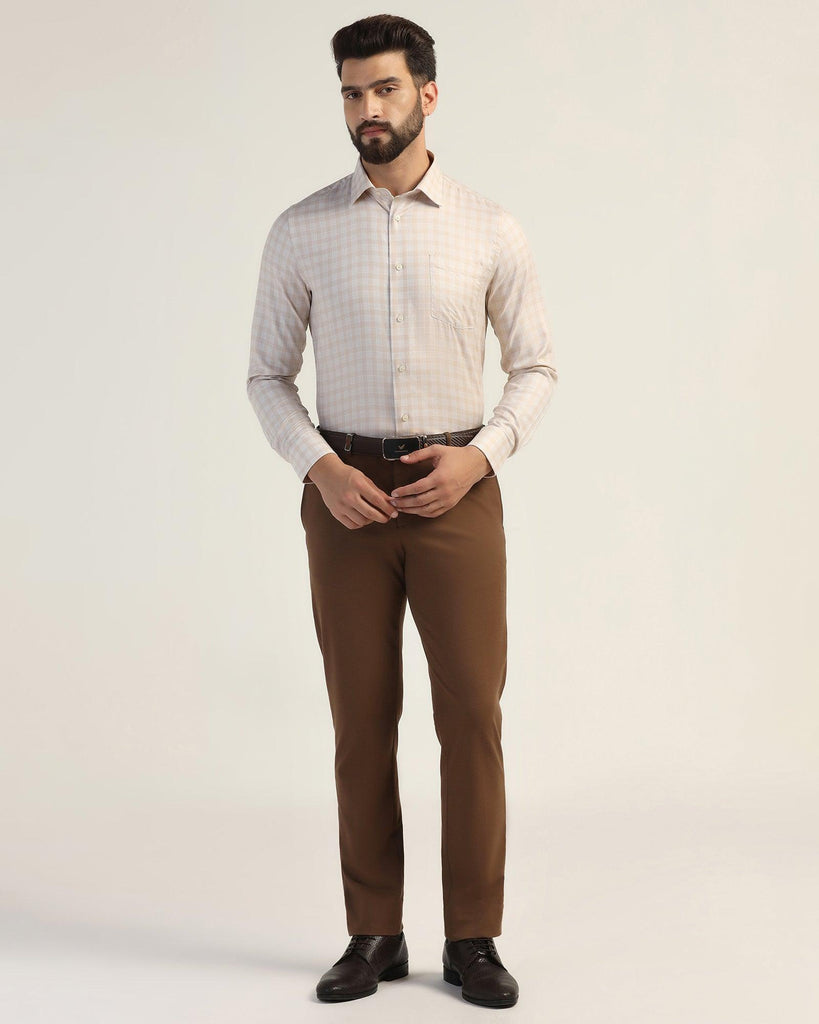 Formal Beige Check Shirt - Bacon