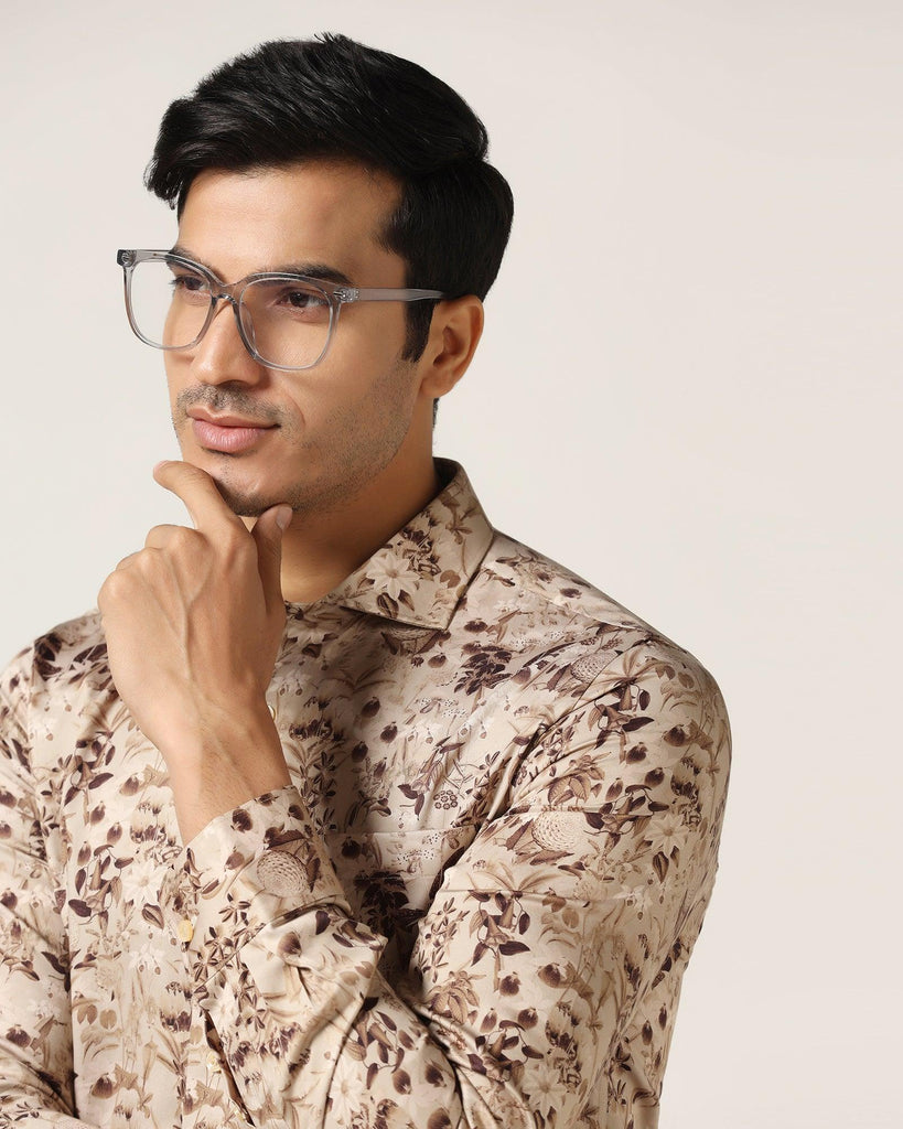 Formal Beige Printed Shirt - Fret