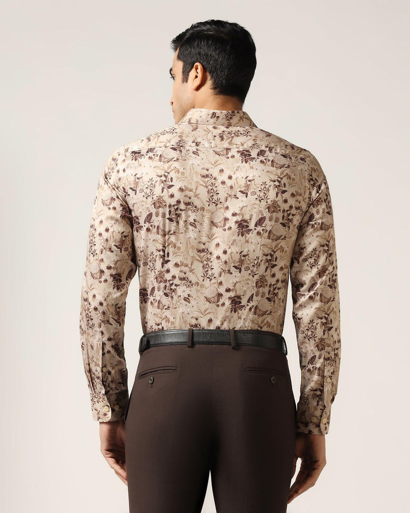 Formal Beige Printed Shirt - Fret