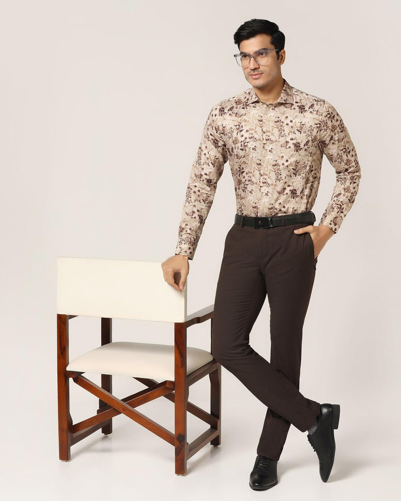 Formal Beige Printed Shirt - Fret