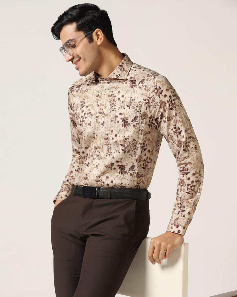 Formal Beige Printed Shirt - Fret