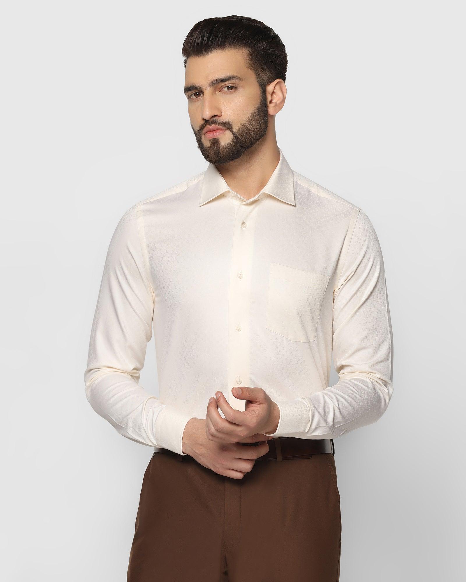 Formal Beige Printed Shirt - Jaxon