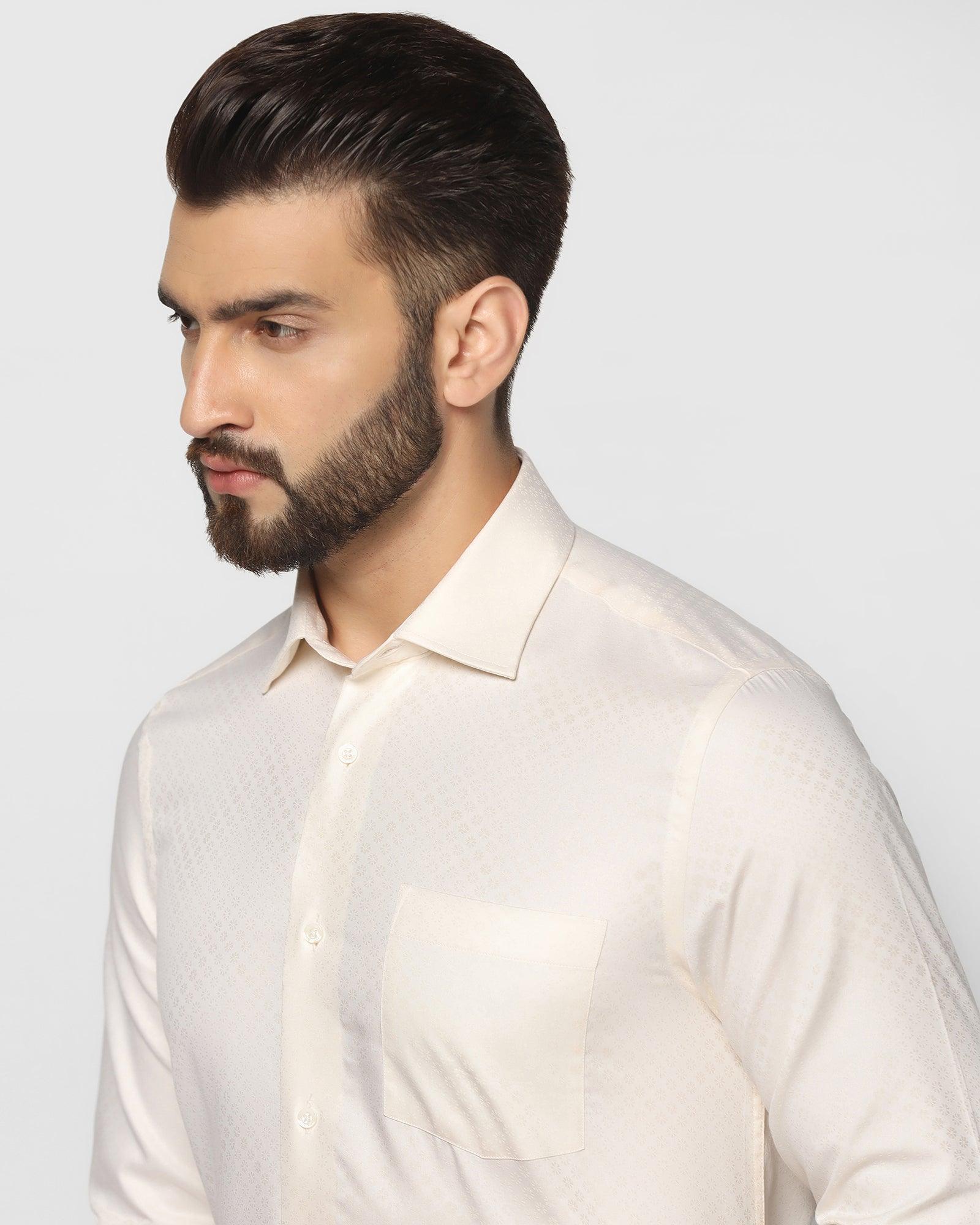 Formal Beige Printed Shirt - Jaxon