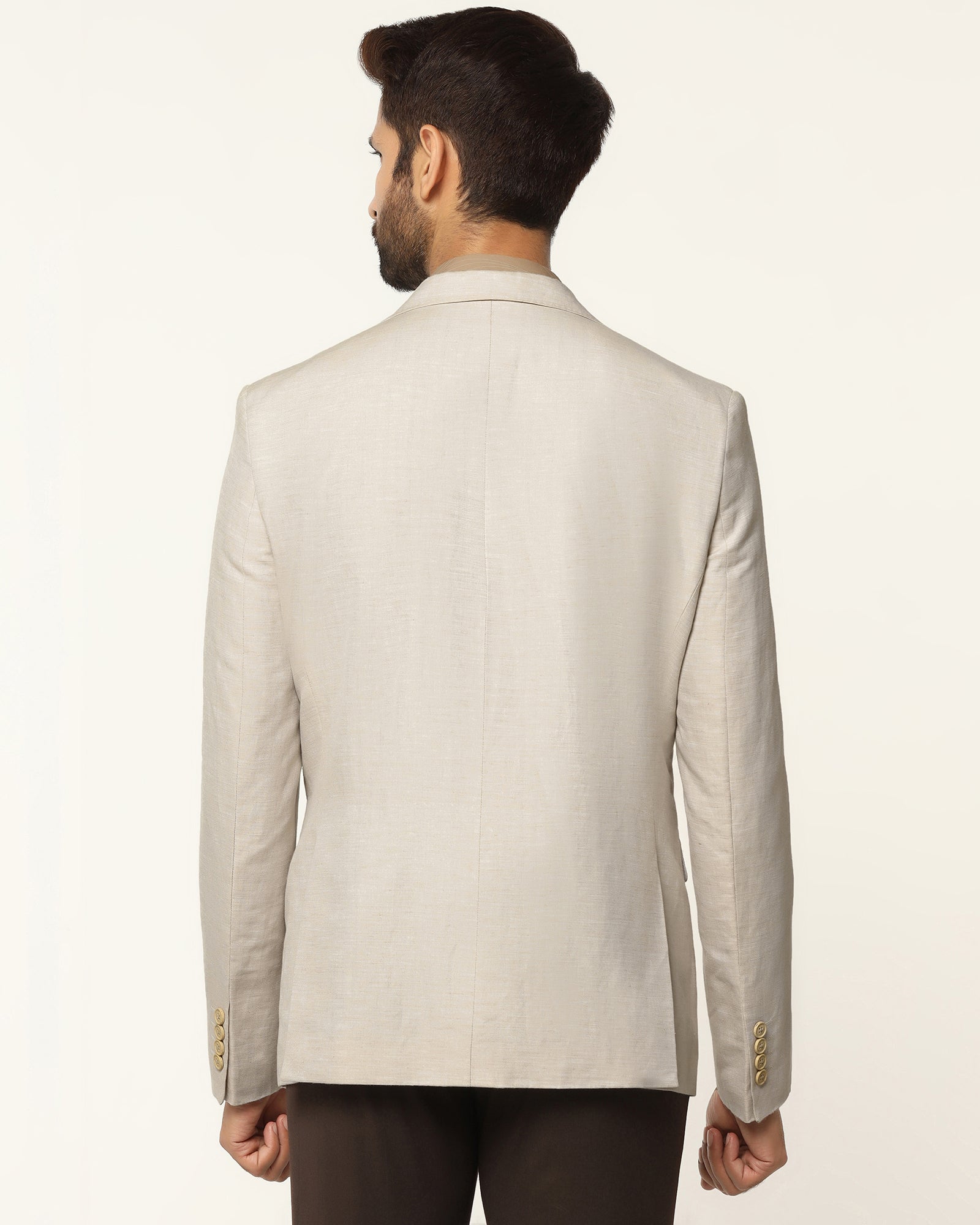 Formal Beige Solid Blazer - Gravity