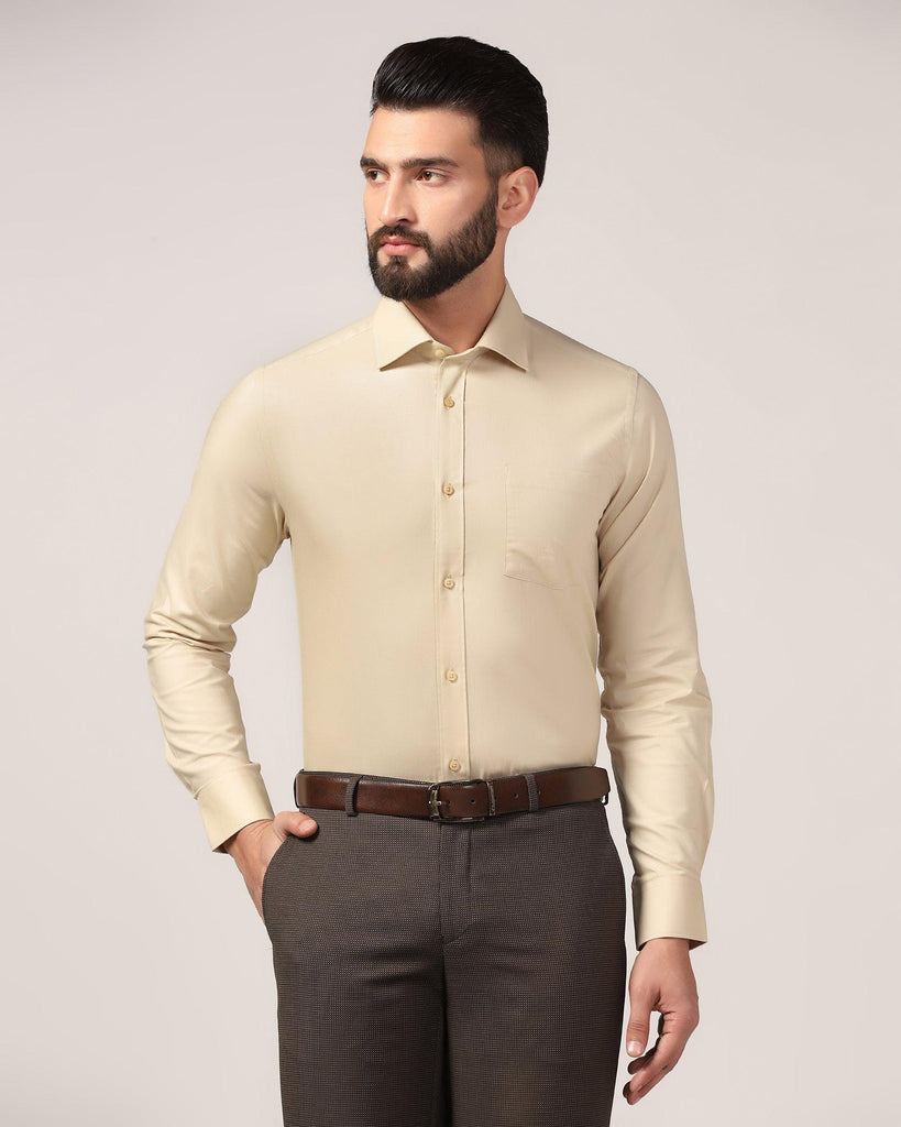 Formal Beige Solid Shirt - Retro