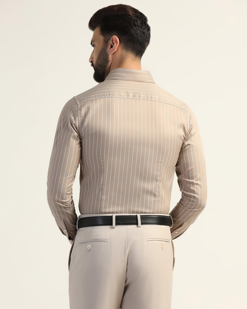 Formal Beige Stripe Shirt - Aston