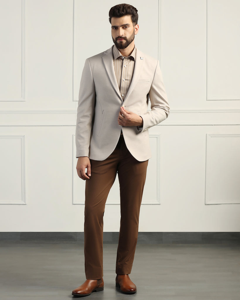 Formal Beige Textured Blazer - Elevate