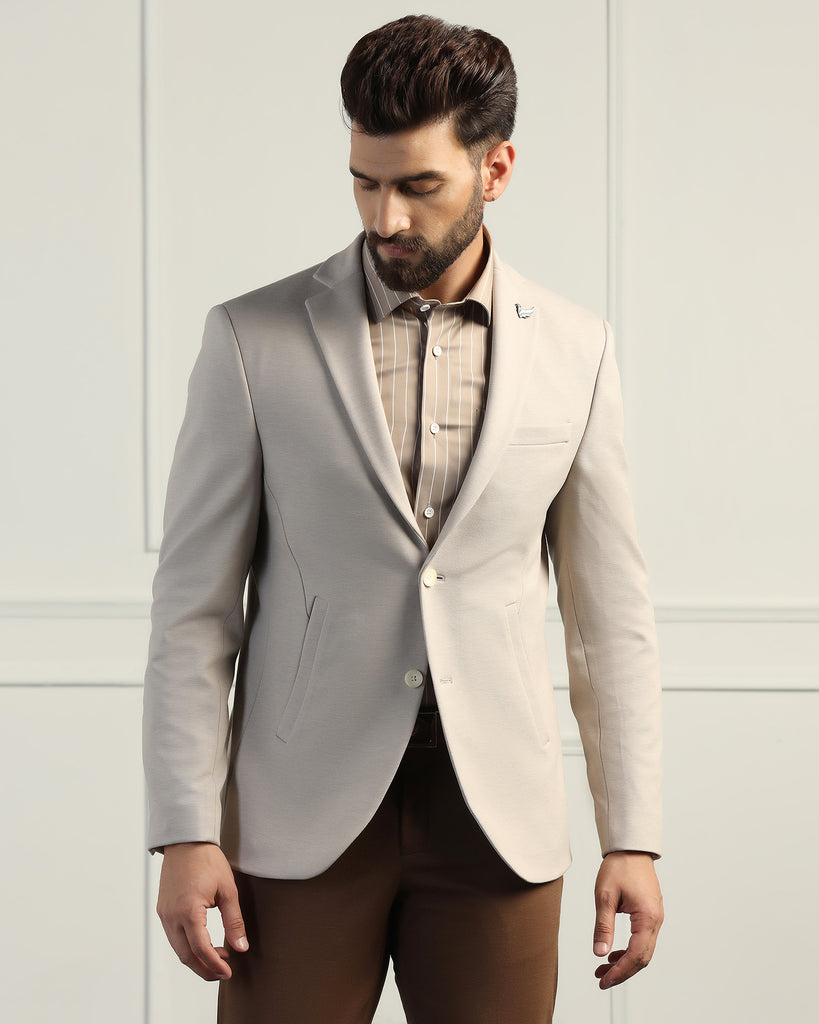 Formal Beige Textured Blazer - Elevate