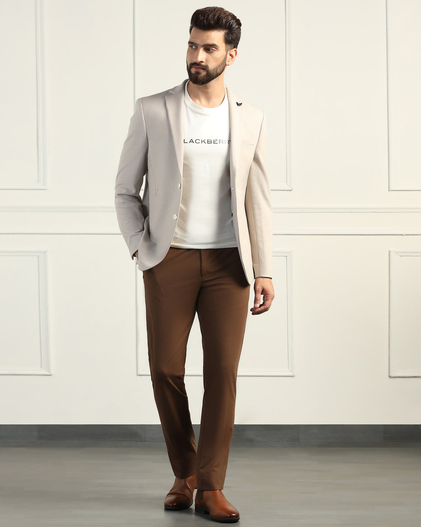 Formal Beige Textured Blazer - Elevate