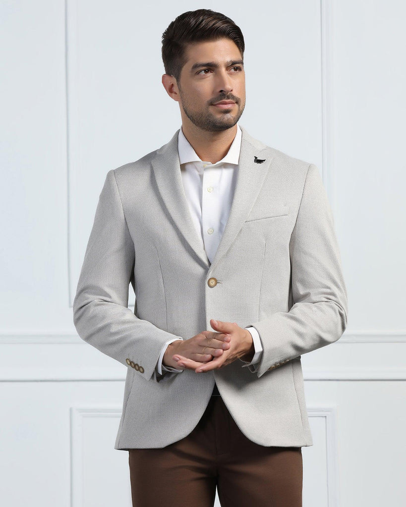 Formal Beige Textured Blazer - Venue