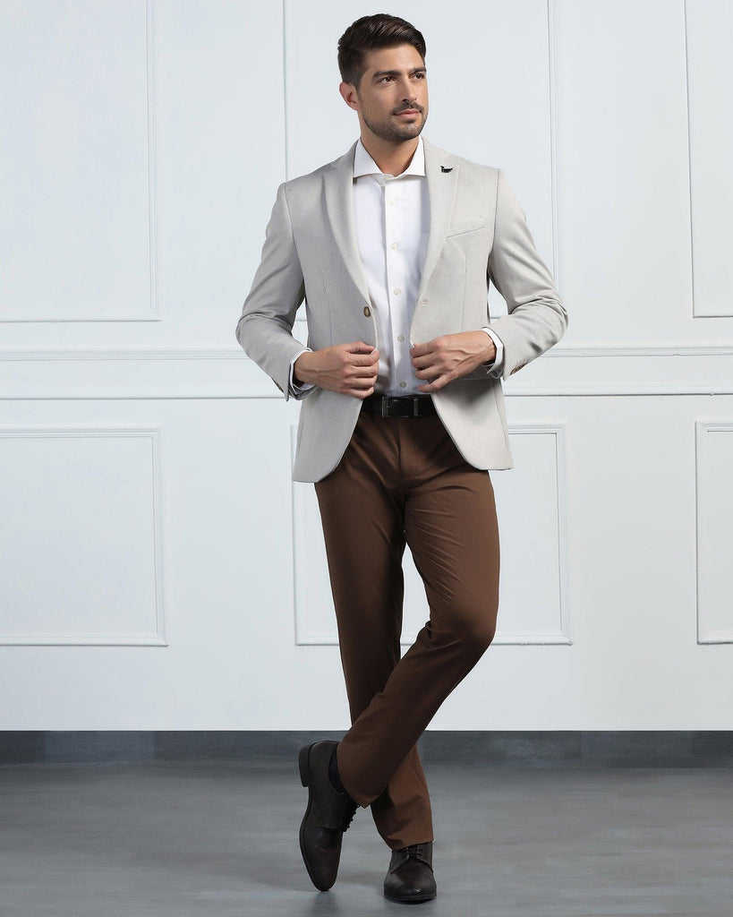 Formal Beige Textured Blazer - Venue