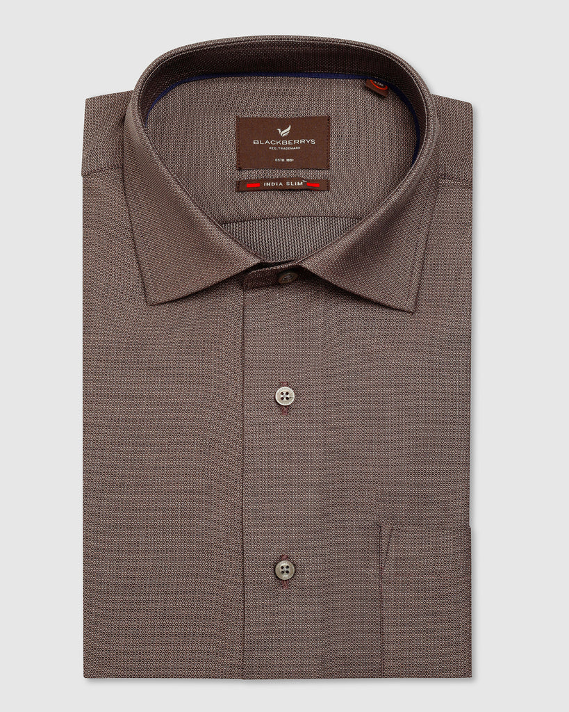 Formal Beige Textured Shirt - Adam