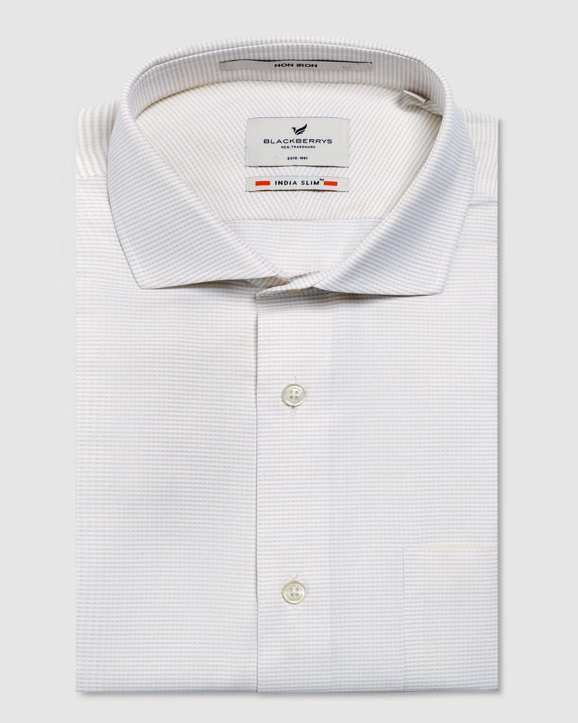 Formal Beige Textured Shirt - Matrix