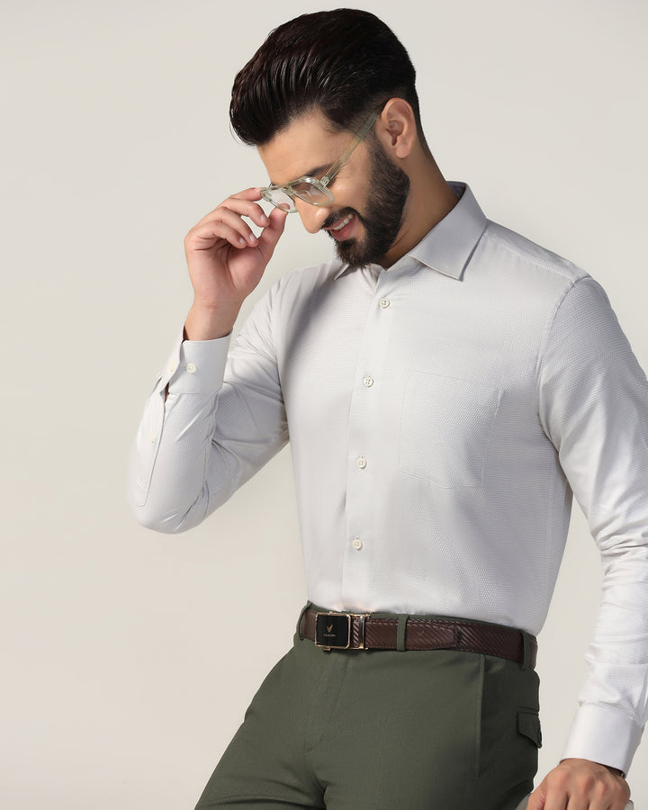 Formal Beige Textured Shirt - Qued