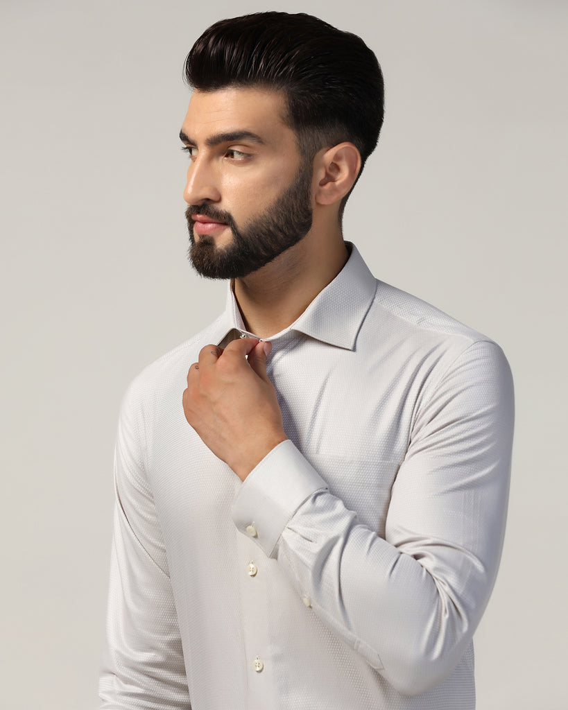 Formal Beige Textured Shirt - Qued