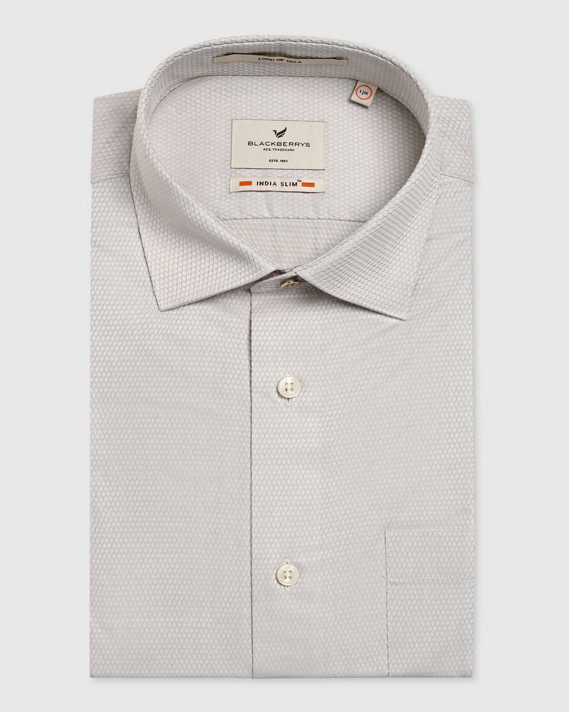 Formal Beige Textured Shirt - Qued